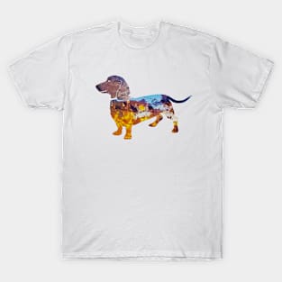 Dachshund In Sunset Colors T-Shirt